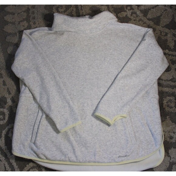 Eddie Bauer Northern Light Plush Funnel-Neck Hoodie Large Light Gray Turtleneck - Picture 1 of 11